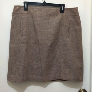 Talbots Wool Blend Brown Skirt Pockets Knee Length Size 16